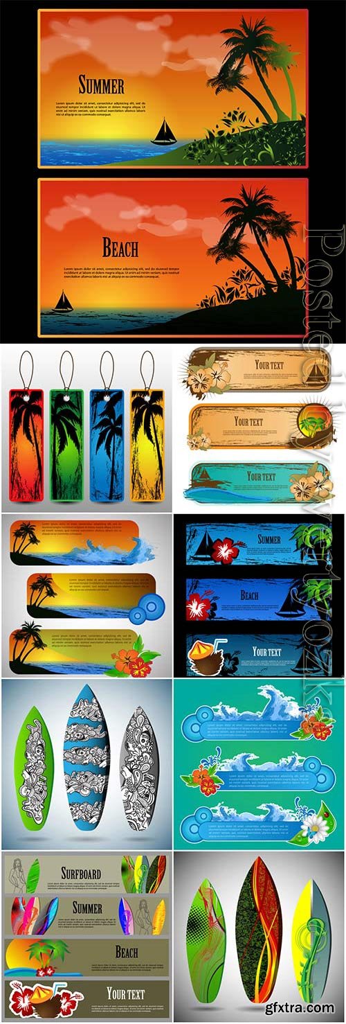 Summer banners and elements in vector