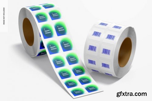 Square stickers rolls mockup