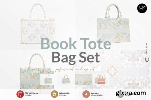 CreativeMarket - Book Tote Bag Set Mock-ups 6159430