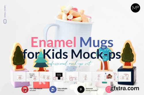 CreativeMarket - Enamel Mugs for Kids Mock-ups Set 5964098