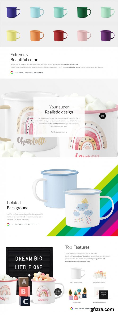 CreativeMarket - Enamel Mugs for Kids Mock-ups Set 5964098