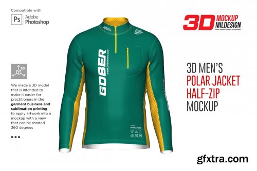 CreativeMarket - 3DMen's Polar Jacket Half-zip Mockup 5986549