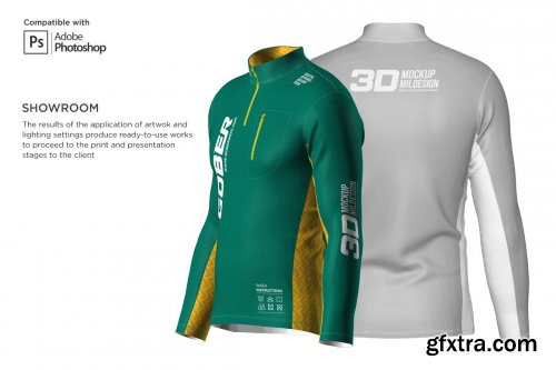 CreativeMarket - 3DMen's Polar Jacket Half-zip Mockup 5986549