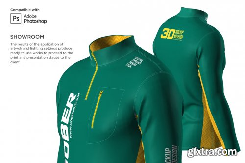 CreativeMarket - 3DMen's Polar Jacket Half-zip Mockup 5986549