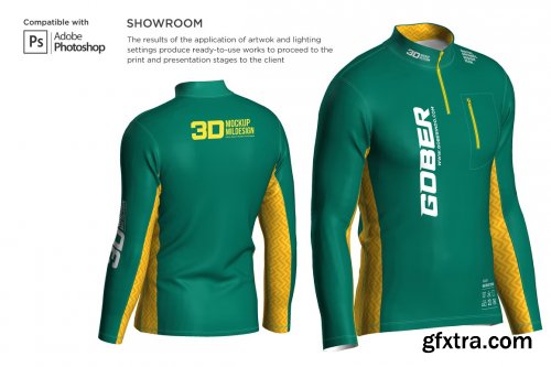 CreativeMarket - 3DMen's Polar Jacket Half-zip Mockup 5986549