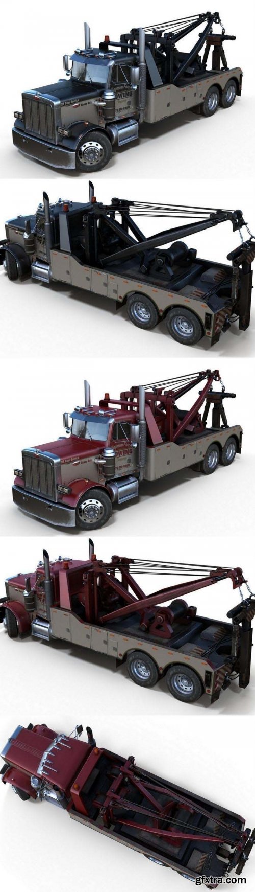 Peterbilt 359 wrecker VR / AR / low-poly 3d model