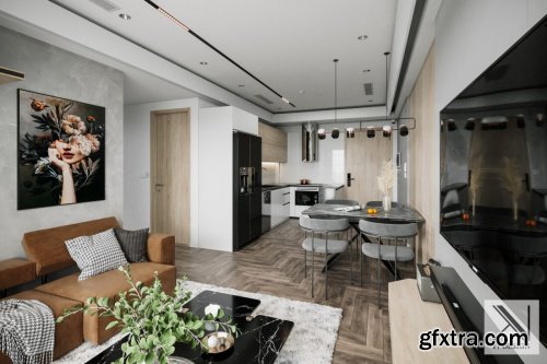 Interior Kitchen – Livingroom Scene By Brian Vu
