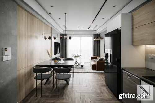 Interior Kitchen – Livingroom Scene By Brian Vu
