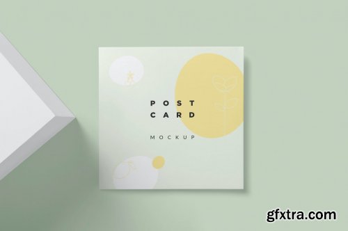 Square Bi Fold Post Card Mockups