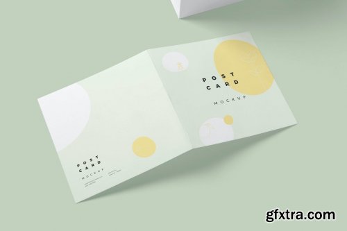 Square Bi Fold Post Card Mockups