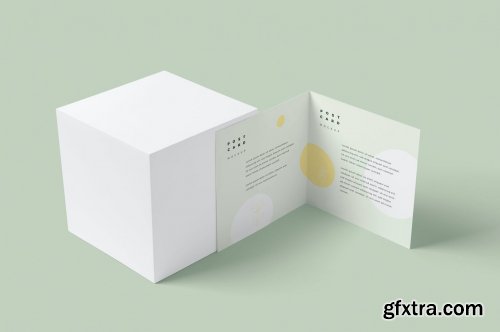 Square Bi Fold Post Card Mockups