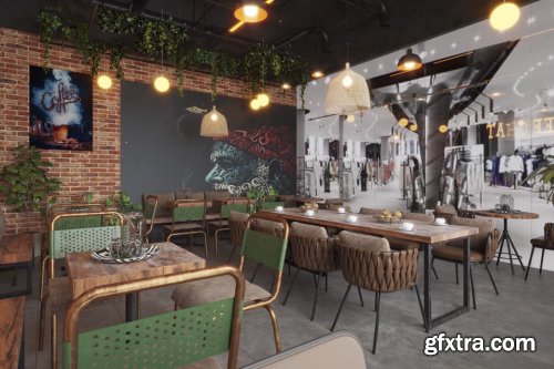 Interior Coffee room Scene Sketchup By Cu Been 