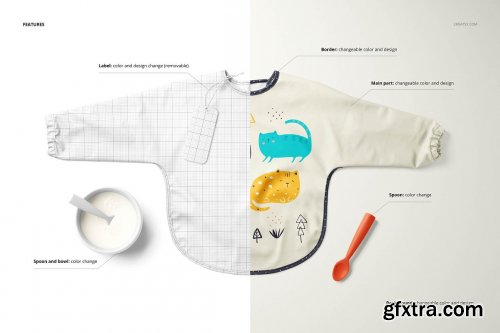 CreativeMarket - Baby Sleeved Bib Mockup Set 6189116