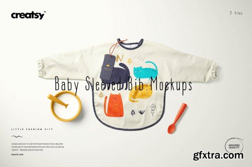 CreativeMarket - Baby Sleeved Bib Mockup Set 6189116