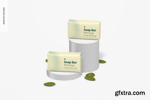 Soap bars with paper package set mockup