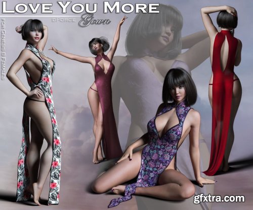 Love You More Gown for Genesis 8 Female