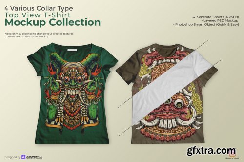 CreativeMarket - Multiple Collar Type T Shirt Mockup 6146518