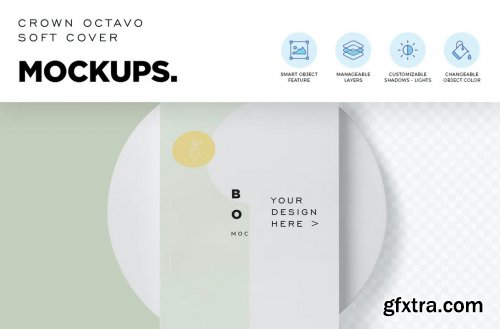 Crown Octavo Soft Cover Book Mockups