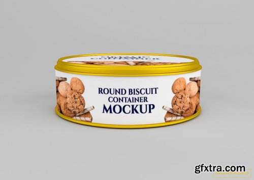 Rounded cookie biscuit can mockup