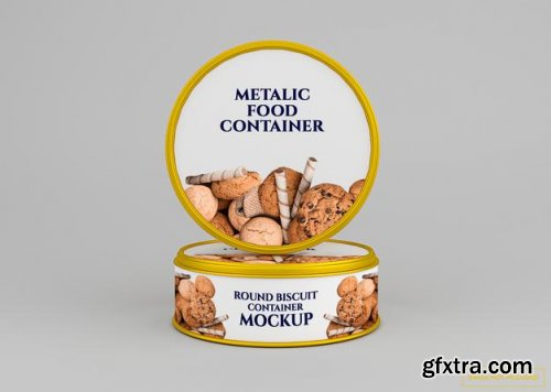 Rounded cookie biscuit can mockup