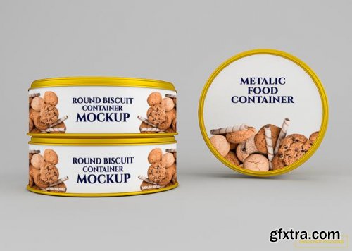 Rounded cookie biscuit can mockup