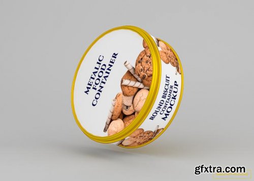 Rounded cookie biscuit can mockup