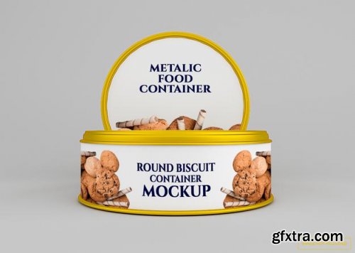 Rounded cookie biscuit can mockup