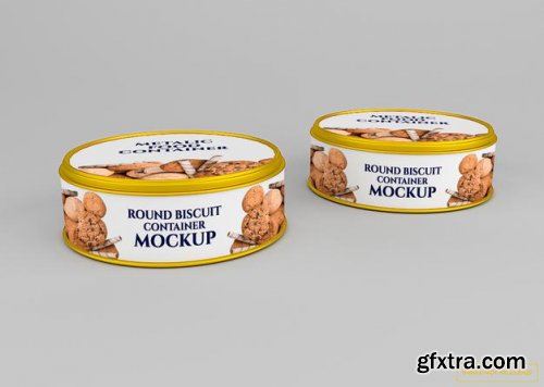 Rounded cookie biscuit can mockup