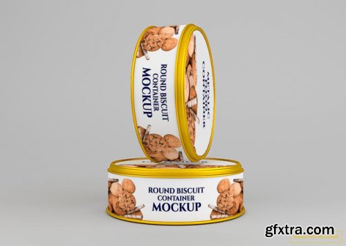 Rounded cookie biscuit can mockup