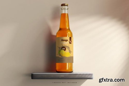 Glass beverage bottle mockup