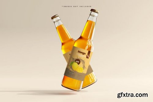 Glass beverage bottle mockup