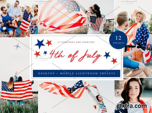 CreativeMarket - 12 x Lightroom Presets, 4Th July 5960311