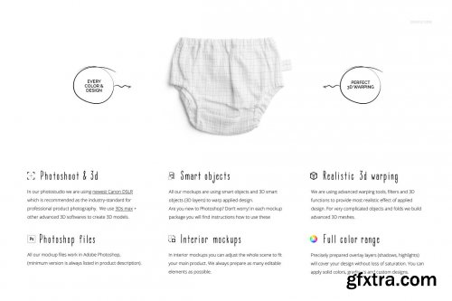 CreativeMarket - Baby Muslin Pants Mockup Set 6178115