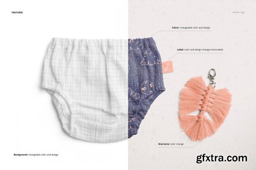 CreativeMarket - Baby Muslin Pants Mockup Set 6178115