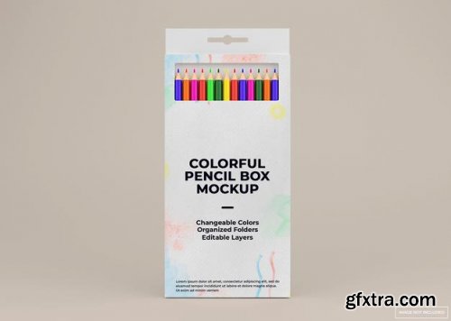 Colorful pencil box mockup