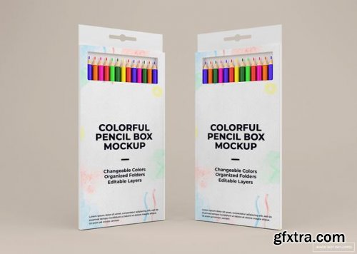 Colorful pencil box mockup