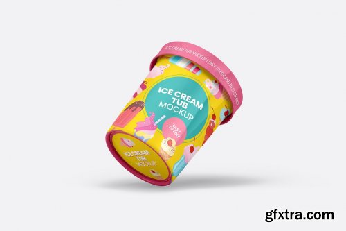 CreativeMarket - Ice Cream Tub Mockup - 8 views 6223700