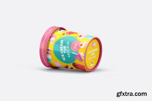 CreativeMarket - Ice Cream Tub Mockup - 8 views 6223700