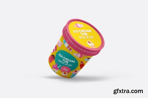 CreativeMarket - Ice Cream Tub Mockup - 8 views 6223700