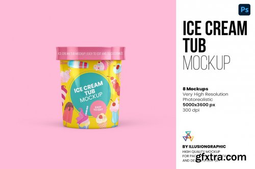 CreativeMarket - Ice Cream Tub Mockup - 8 views 6223700