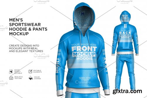 CreativeMarket - Men's Sportswear Hoodie Mockup 6213863