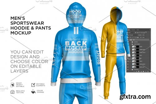 CreativeMarket - Men's Sportswear Hoodie Mockup 6213863