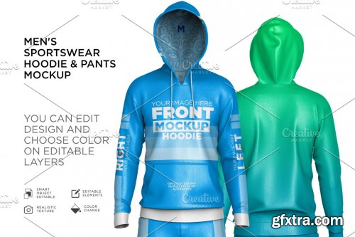 CreativeMarket - Men's Sportswear Hoodie Mockup 6213863