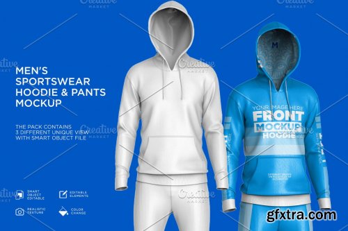 CreativeMarket - Men's Sportswear Hoodie Mockup 6213863