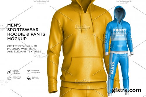 CreativeMarket - Men's Sportswear Hoodie Mockup 6213863