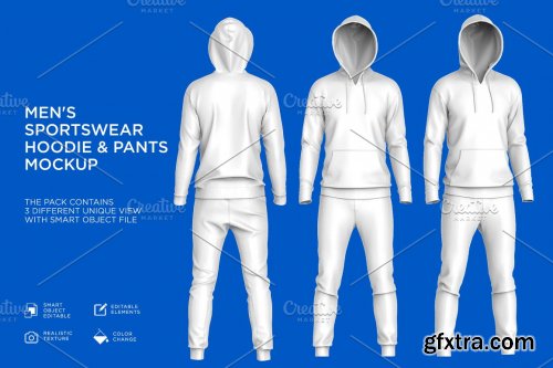 CreativeMarket - Men's Sportswear Hoodie Mockup 6213863