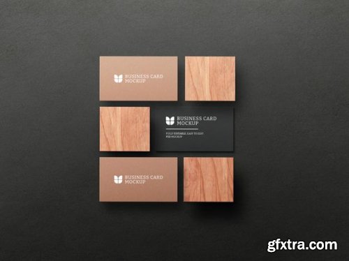 Dark business card with kraft paper mockup