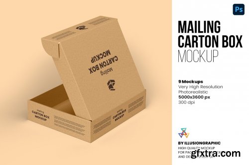 CreativeMarket - Mailing Carton Box Mockup - 9 views 6232567