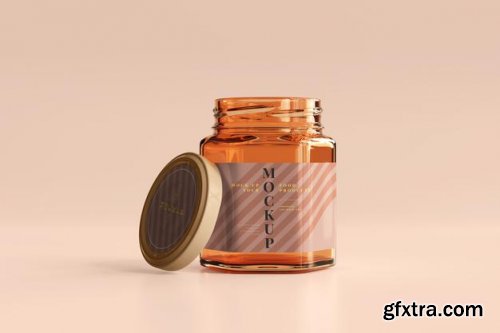 Amber glass jar mockup