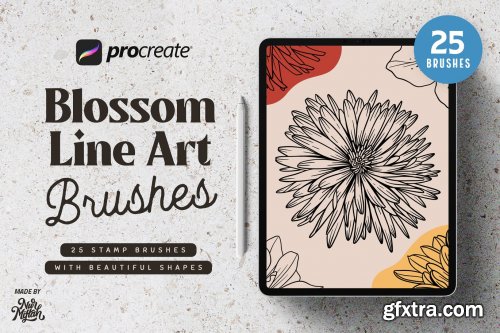 Procreate Blossom Line Art Brushes